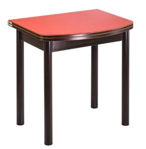 Кухонный стол раздвижной СПГ-01 СТ1, венге ЛДСП/стекло оранжевое/38 прямые трубки крашеные коричневый в Саратове