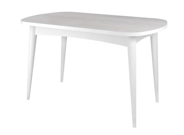 Обеденный овальный стол Ялта с цилиндрическими опорами Белый/Ясень Анкор светлый в Саратове