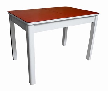 Кухонный раздвижной стол Айсберг-02 СТ2, белое ЛДСП/стекло алое/прямые массив белый в Саратове