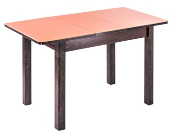 Обеденный раздвижной стол Айсберг-07 СТ1, венге ЛДСП/стекло оранжевое/42 прямые массив венге в Саратове