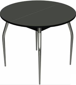 Кухонный стол раскладной Ривьера исп. круг хром №5 (стекло черное/черный) в Энгельсе
