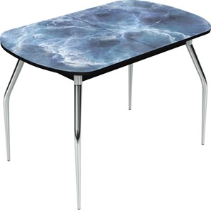 Обеденный раздвижной стол Ривьера исп.2 хром №5 (Exclusive h126/черный) в Саратове