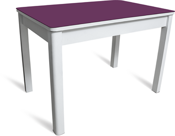 Стол на кухню Айсберг-05 СТ2, белое ЛДСП/фиолетовое стекло/40 массив белый в Саратове