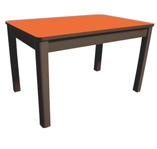 Обеденный стол Айсберг-04 СТ1, венге ЛДСП/стекло оранжевое/42 прямые массив венге в Саратове