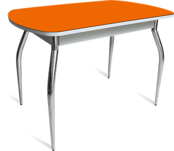 Стол со стеклянной столешницей ПГ-04 СТ белое/оранжевое/хром фигурные в Энгельсе