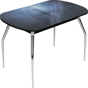 Кухонный стол раздвижной Ривьера исп.2 хром №5 (Exclusive h149/черный) в Саратове