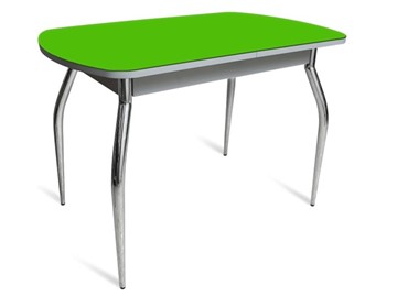 Обеденный стол ПГ-04 СТ белое/зеленое стекло/хром фигурные в Саратове