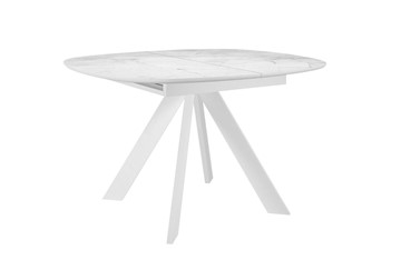Стол обеденный раздвижной DikLine BK100 Керамика Белый мрамор/подстолье белое/опоры белые в Энгельсе