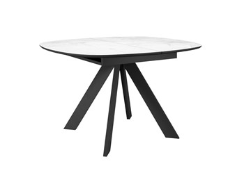 Керамический обеденный стол DikLine BK100 Керамика Белый мрамор/подстолье черное/опоры черные в Энгельсе