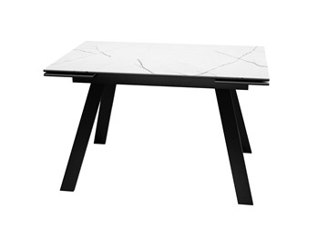 Керамический обеденный стол DikLine DKL140 Керамика Белый мрамор/опоры черные (2 уп.) в Саратове