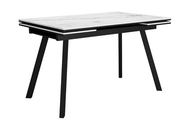 Керамический кухонный стол DikLine SKA125 Керамика Белый мрамор/подстолье черное/опоры черные (2 уп.) в Энгельсе