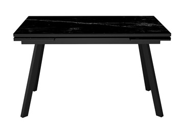 Стол кухонный раздвижной DikLine SKA125 Керамика Черный мрамор/подстолье черное/опоры черные (2 уп.) в Энгельсе