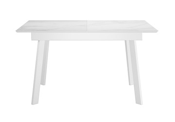 Стол кухонный раздвижной DikLine SKH125 Керамика Белый мрамор/подстолье белое/опоры белые (2 уп.) в Энгельсе