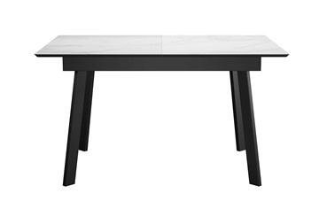 Стол обеденный раскладной DikLine SKH125 Керамика Белый мрамор/подстолье черное/опоры черные (2 уп.) в Саратове