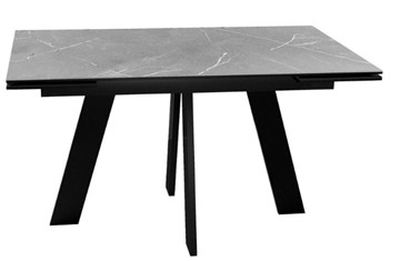 Стол обеденный раздвижной DikLine SKM140 Керамика серый мрамор/подстолье черное/опоры черные (2 уп.) в Саратове
