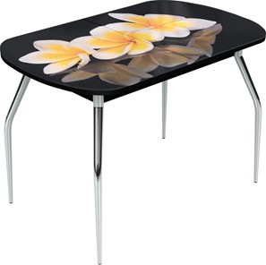 Обеденный раздвижной стол Ривьера исп.1 ноги метал. крашеные №24 Фотопечать (Цветы №11) в Саратове