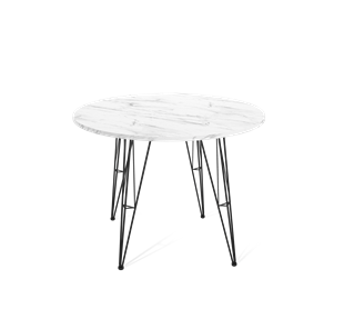 Круглый стол на кухню SHT-TU10 / SHT-TT 90 ЛДСП (мрамор кристалл/черный) в Саратове