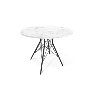 Круглый стол на кухню SHT-TU2-1 / SHT-TT 90 ЛДСП (мрамор кристалл/черный муар) в Саратове