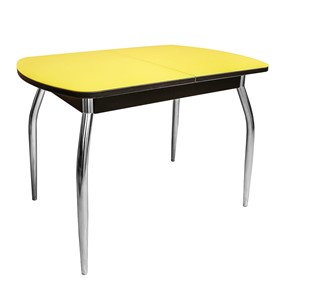 Стол на кухню ПГ-06 СТ2, венге/желтое стекло/35 хром гнутые металл в Балаково