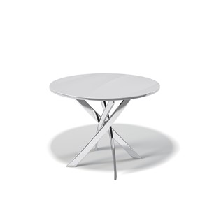 Стеклянный стол Kenner R1000 (Хром/Стекло белое глянец) в Энгельсе