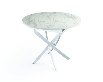 Раскладной стол 55.04 Адажио, мрамор белый/белый/металл белый в Саратове