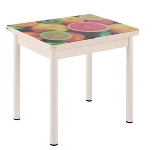 Кухонный пристенный стол СПА-01 СТФ, дуб молочный ЛДСП/стекло фрукты/36 прямые трубки крашеные белые в Саратове