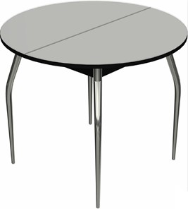 Круглый стол на кухню Ривьера исп. круг хром №5 (стекло белое/черный) в Энгельсе