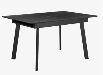 Стеклянный обеденный стол раздвижной  DikLine SFH125 стекло Оптивайт Черный мрамор/подстолье черное в Энгельсе
