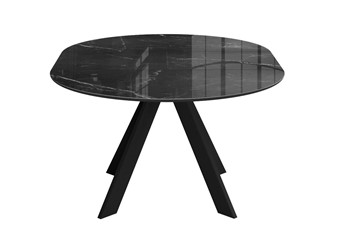 Стол кухонный раздвижной раздвижной DikLine SFC110 d1100 стекло Оптивайт Черный мрамор/подстолье черное/опоры черные в Саратове