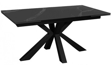 Керамический стол раздвижной DikLine SFE140 Керамика Черный мрамор/подстолье черное/опоры черные (2 уп.) в Балаково