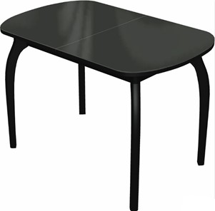 Овальный стол на кухню Ривьера исп.1 дерево №1 (стекло черное/черный) в Энгельсе