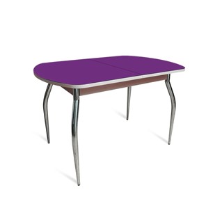 Кухонный обеденный стол ПГ-05 СТ2, дуб молочный/фиолетовое стекло/35 хром гнутые металл в Энгельсе