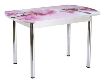 Кухонный стол раскладной ПГ-01СТФ белое/орхидея/39 прямые трубы хром в Саратове