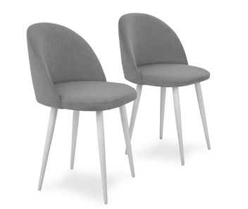 Комплект из 2-х обеденных стульев Лайт серый белые ножки в Саратове