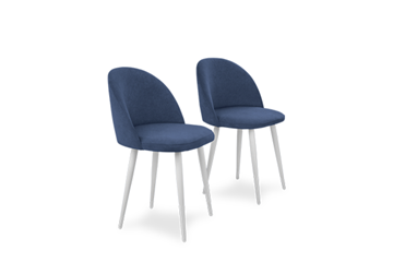 Комплект из 2-х обеденных стульев Лайт синий белые ножки в Саратове