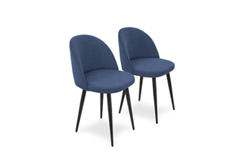 Комплект из 2-х обеденных стульев Лайт синий черные ножки в Саратове