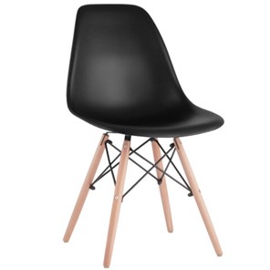 Комплект обеденных стульев 4 шт. BRABIX "Eames CF-010", пластик черный, опоры дерево/металл, 532631, 2033A в Энгельсе