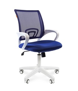 Кресло компьютерное CHAIRMAN 696 white, ткань, цвет синий в Саратове