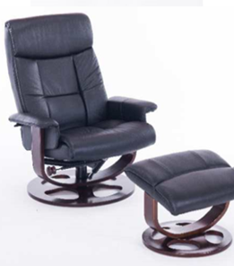 Кресло J6011 для релаксации нат. кожа / дерево, черный в Энгельсе
