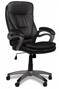 Кресло офисное ДамОфис J 9302 экокожа /пластик, черный в Саратове