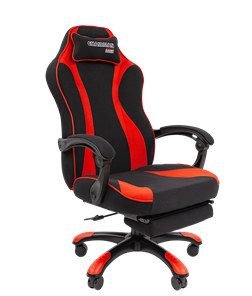 Игровое кресло CHAIRMAN GAME 35 с выдвижной подставкой для ног Ткань  черная / Ткань красная в Саратове