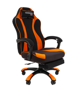 Игровое кресло CHAIRMAN GAME 35 с выдвижной подставкой для ног Ткань черная / Ткань оранжевая в Энгельсе