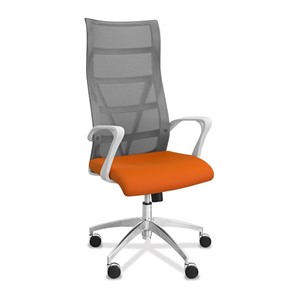 Офисное кресло для руководителя Топ X белый каркас, сетка/ткань TW / серая/оранжевая в Саратове