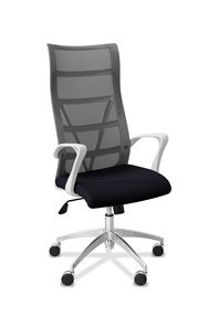 Кресло для руководителя Топ X белый каркас, сетка/ткань TW / серая/черная в Саратове