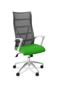 Кресло офисное Топ X белый каркас, сетка/ткань TW / серая/салатовая в Энгельсе