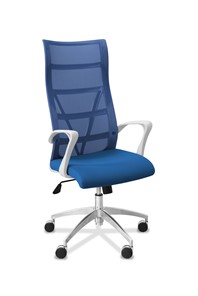 Офисное кресло для руководителя Топ X белый каркас, сетка/ткань TW / синяя/голубая в Саратове