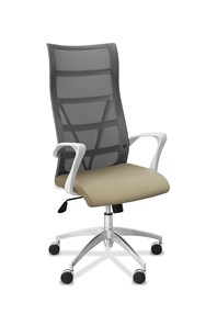 Кресло в офис Топ X белый каркас, сетка/ткань TW / серая/светло-серая в Энгельсе