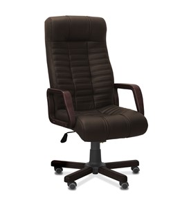 Офисное кресло для руководителя Атлант W, экокожа премиум / тёмно-коричневая CN1113/ дерево - венге в Саратове
