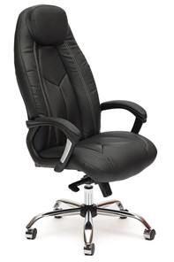Кресло компьютерное BOSS Lux, кож/зам, черный/черный перфорированный, арт.9160 в Саратове