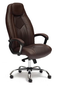 Офисное кресло BOSS Lux, кож/зам, коричневый/коричневый перфорированный, арт.9816 в Саратове